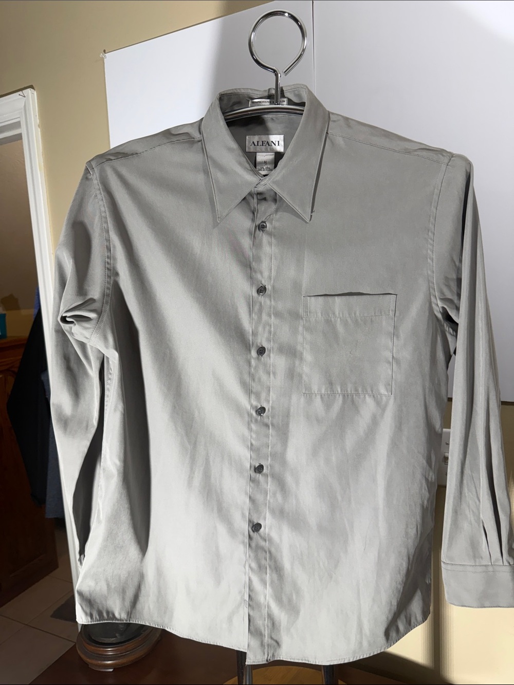 Alfani Men's Light Gray Long-Sleeve Dress Shirt
